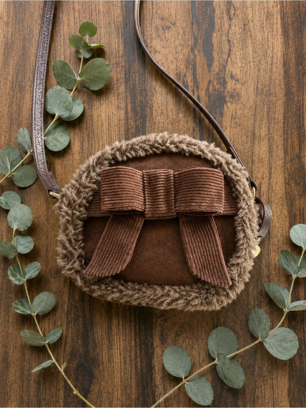 UGG Australia Brown Faux Fur Bow Crossbody Mini Bag Y2K
